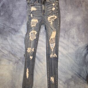American Eagle Outfitters Ripped Blue Skinny Jeans